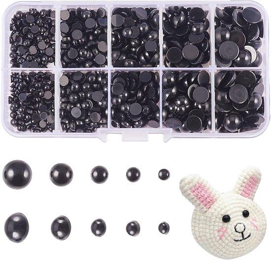 Ogen haakogen 5 maten 4mm-10mm knutselhars oog platte achterkant cabochons knuffeldier veiligheidsogen voor haken knutselpoppen kaarten decoratieve doe-het-zelf