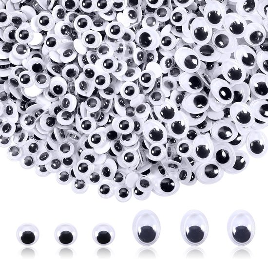 Ogen, kleine kunststof ogen om te knutselen, 8 mm, 13 mm, Wiggle