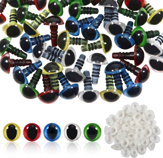 Ogen met Sluitringen 10 mm 5 Kleuren Amigurumis Kattenogen van Kunststof voor Dieren Pluche Poppen Handwer