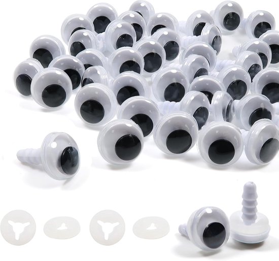 Ogen met Sluitringen 10 mm Kunststof Wiggle Googly Eyes voor Gehaakte Dieren Pluche Poppen