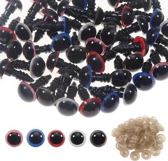 Ogen met Sluitringen 8 mm Meerkleurig Amigurumis Poppenogen van Kunststof voor Dieren Pluche Poppen Handwer