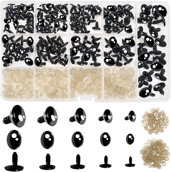 Ogen met Sluitringen 8 tot 16 mm Schattig Veiligheidsogen Kunststof Ronde Platte Amigurumi Ogen voor Gehaakte Dieren Marionet Pluche Dier