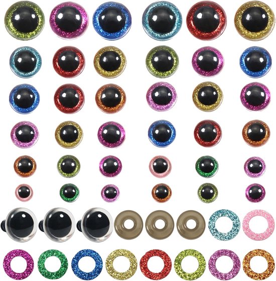 Ogen met Sluitringen Amigurumi Ogen 10 tot 20 mm Kunststof Trapeziumvormige Poppenogen voor Gehaakte Marionet Pluche Dier