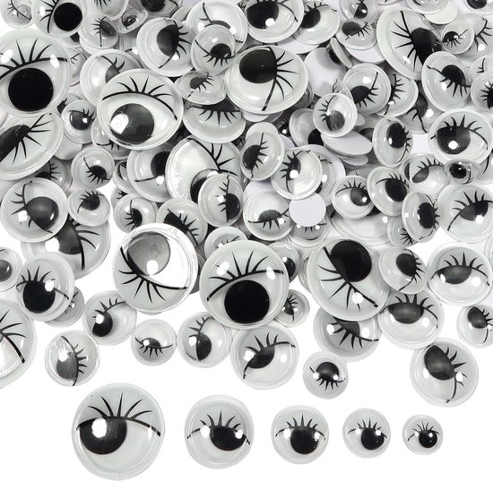 Ogen met Wimpers Ronde 8 tot 20 mm Googly Eyes Zwart Wit Kunststof Knutselen Ogen voor DIY Scrapbooking Ambachten Speelgoed Accessoires