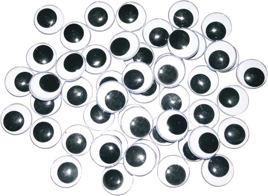 Ogen om te knutselen, 50 stuks, diameter 18 mm, grote oogjes voor doe-het-zelfprojecten, scrapbooking en decoratie, rond, zwart-wit, om op te plakken