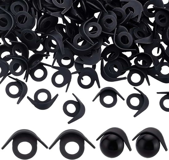 Ogen Ooglid 23Mm Zwart Dubbele Ooglid Gespen Plastic Gehaakte Oogleden Craft Ogen Wasmachines Paard Oogvormige Oogleden Voor Amigurumi Puppet Teddybeer Pluche Dier Maken