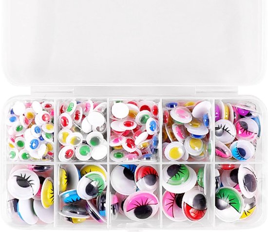 Ogen van kunststof, wiebelogen, gegolfd, verschillende maten, zelfklevende ogen voor knutselwerk, scrapbooking, decoratie (259)
