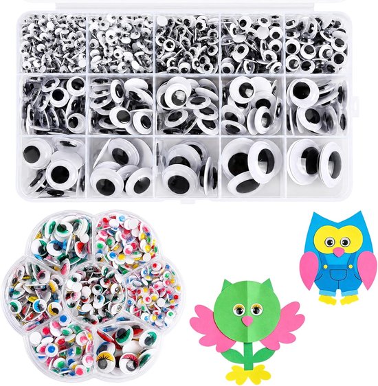 Ogen, verschillende maten, zelfklevende wiebelogen, wiggle Googly ogen, kunststof poppenogen, kleurrijke knutselogen voor doe-het-zelf, scrapbooking, handwerk