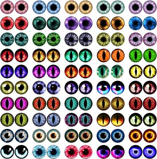 Ogen voor ambachten met koffer, kat vogel draak ogen nep glas monsterogen, ambachtelijke ogen voor gehaakte dieren polymeer klei sculpturen sieraden pop maken
