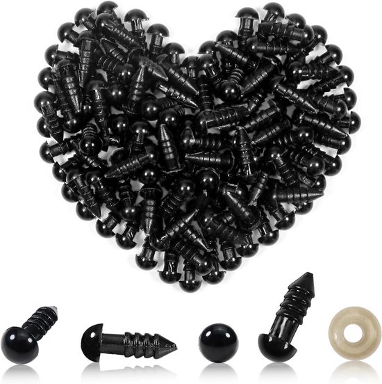 Ogen voor Amigurumis, zwart, ogen met sluitringen voor poppen, creatie van dieren, haken, handwerk