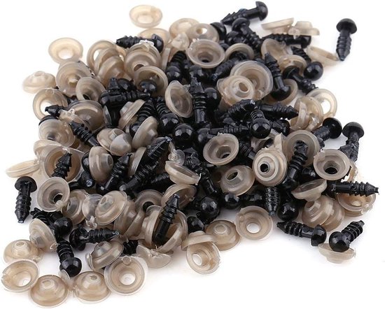 Ogen voor dieren, gehaakte ogen, kunststof ogen voor handpoppen, teddybeer, 6/9/10/12 mm, optionele haakogen (6 mm)