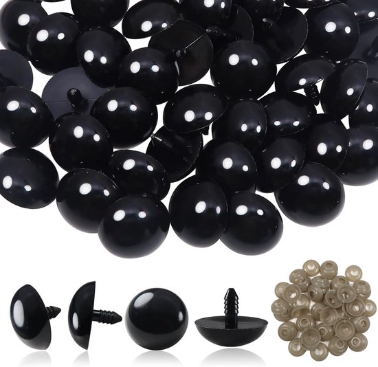 Ogen voor gehaakte dieren, 30 mm, zwart, poppenogen, dierenogen