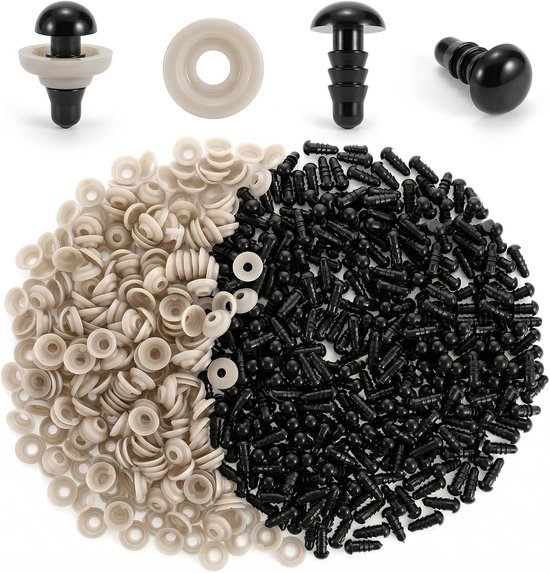 Ogen voor gehaakte dieren, 5/6/7 mm, poppenogen, haken met sluitringen, kunststof knoopogen voor doe-het-zelf pluche dieren