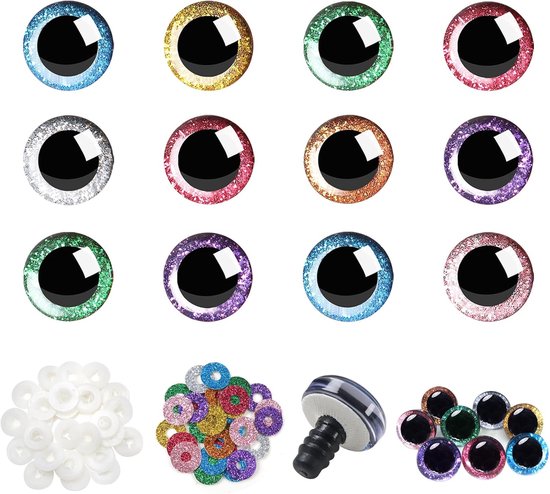 Ogen voor gehaakte dieren, 8 kleuren, poppenogen, dierenogen, kunststof, knutselogen voor marionet, poppenmaken, pluche dier, teddyogen
