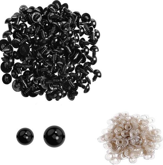 Ogen voor gehaakte dieren, kunststof knoopogen voor pluche dieren, poppenogen met sluitringen, veiligheidsogen, poppenogen voor gehaakte dieren, poppen, pluche dier, knutselen (8