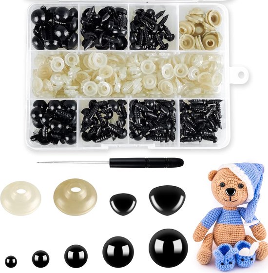 Ogen Voor Haakdieren, Zwart, Amigurumi Ogen, 5-12 Mm, Ogen Om Knutselen, Kunststof Knoopogen Voor Haakdieren, Met Sluitringen, Voor Haakdieren, Pop, Marionet, Pluche