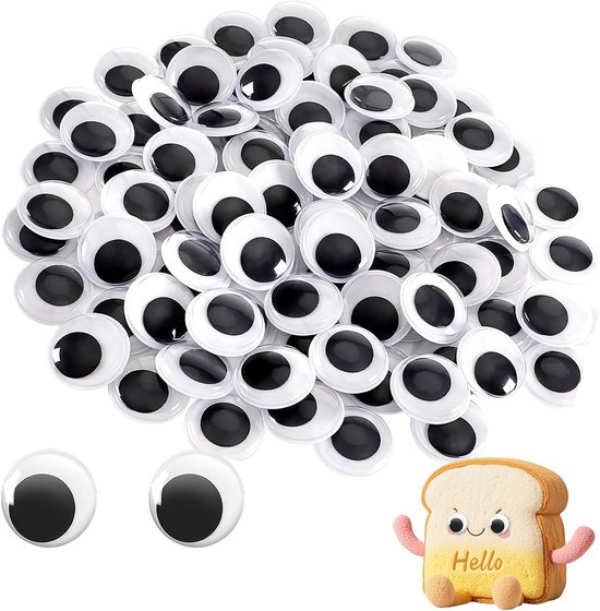 Ogen, zelfklevend, groot, 30 mm, kunststof, wiebelogen, groot, voor doe-het-zelf knutselogen, scrapbooking, handwerk, accessoires