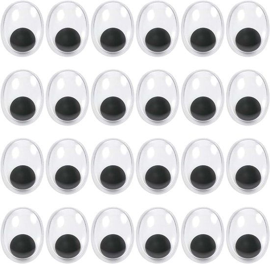 Ogen zelfklevend groot ovaal 20 mm zwart wit kunststof ogen voor scrapbooking handwerk accessoires