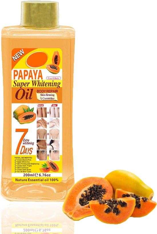 Oil For Skin, Glow-olie Voor Gezicht En Lichaam Kurkuma Lichaamsolie Papaya Oil For Lightening Dark Skin Voor Vocht, Verstevigt De Huid, Lichaamsverzorging, Gladde Huid, 200ml
