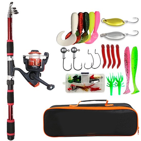 OIMG Vissen - Vishengel Set Voor Beginners - Vis set - hengel van 1,8 meter inschuifbaar - hengelset – complete visset - Duurzaam - Met draagtas - vishengel + accessoires - Geschikt als Cadeau - Complete Hengelset - Perfect voor Kamperen, Wandelen, R