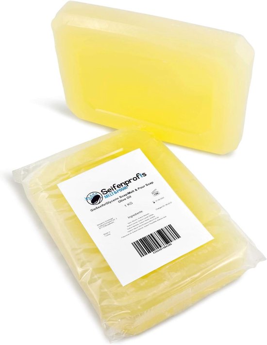 Olijfolie - glycerinezeep ruwe zeepbasis - goudgeel (Sls (1 kg)