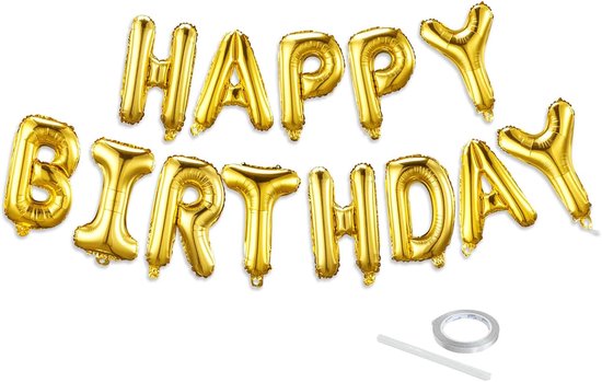 OLOEY Gouden Happy Birthday ballonnenbanner set-40 cm folieballonnen met letters-herbruikbare verjaardagsdecoraties en feestartikelen-geschikt als verjaardagsdecoratie en feestachtergrond voor zowel mannen als vrouwen van Merkloos