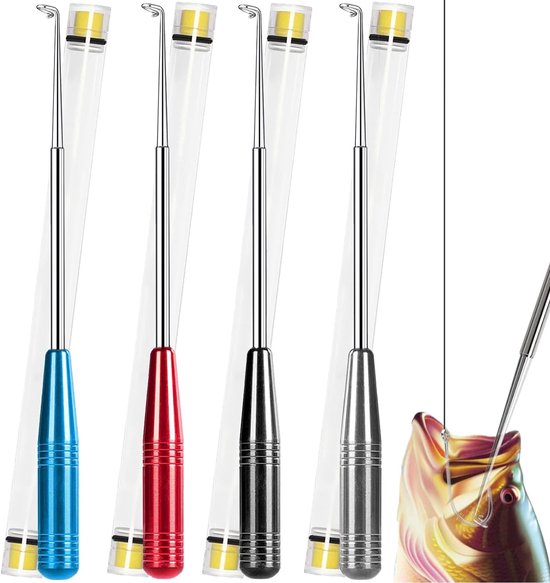 OLOEY Vishaakverwijderaar-snelverwijderingsapparaat voor vishaken-veiligheidsset voor visgerei voor volwassenen-accessoires voor het verwijderen van haken met opbergbuis(4 stuks)