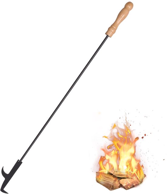 Omgoods - Fire Hook - 32 inch Haak - Kolenhaak met Houten Handvat