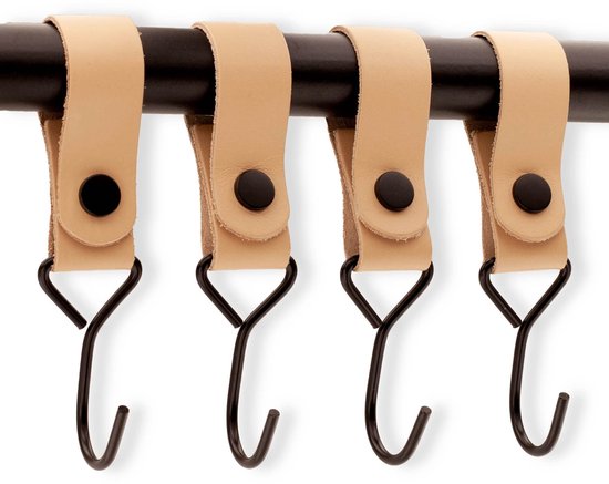 Omgoods - Multifunctionele Haak met Leren Lus - Set van 4