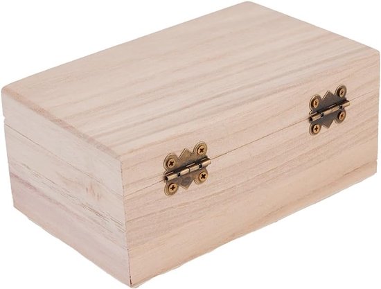 Onafgewerkte houten kisten, houten kisten, met scharnierend deksel en sluiting aan de voorkant, opslag voor sieraden, doe-het-zelf kunst en handwerk, hobby's