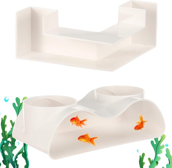 Ondergrondse tunnel, ABS, 2 stuks, vistunnel, L-vorm en dubbel gat, aquariumhol, verstopplaats 360° zicht voor aquascaping, accessoires voor garnalen, kleine vissen