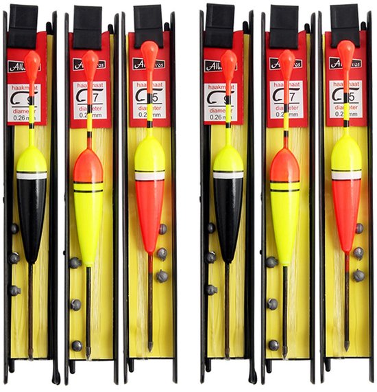 ONF3 - Hengeldobbers - 6 stuks visdobbers met zinklood - Ideaal voor diepzeevissen - Hoge zichtbaarheid - Compleet met vislijn en haken - Geschi... van Merkloos