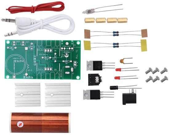 Ongeassembleerde mini DIY Tesla spoel module, eenvoudig te monteren, met lichtisolatie, muziekafspeelfunctie en ondersteuning voor boogfunctie, ideaal voor elektronica hobbyisten.