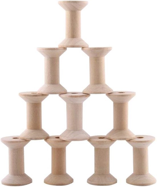 Ongebleekte Houten Spoelen - 10 Stuks Lege Spoelen voor Draad, Naaiwerk en Creatieve Klussen