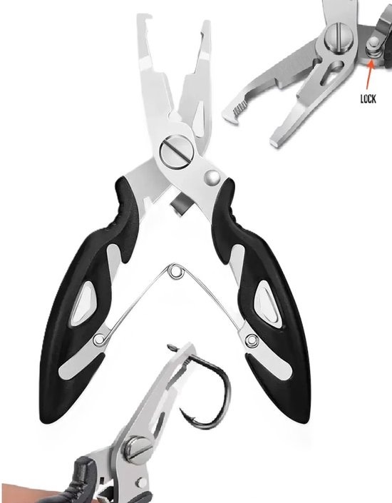 Onthaaktang Vis I Vishaak Tang I Roestvrijstaal Visgereedschap I Vishaak Verwidjeren I 12.5 cm I Zwart van Merkloos