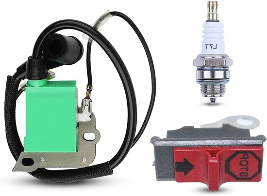 Ontstekingsspoel en Stopknop Set voor Kettingzaag - Geschikt voor Husqvarna 50, 51, 55, 268, 272, 266, 261, 262, 61, 254, 257 - Hoogwaardige Onderdelen voor Betrouwbare Prestaties