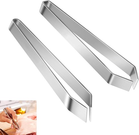 Ontwapeningstangen en Vistangen van Voedselveilig Roestvrij Staal, 12 cm, Perfect voor Zalm en Forelfilets, Inclusief Platte en Precisieklemmen