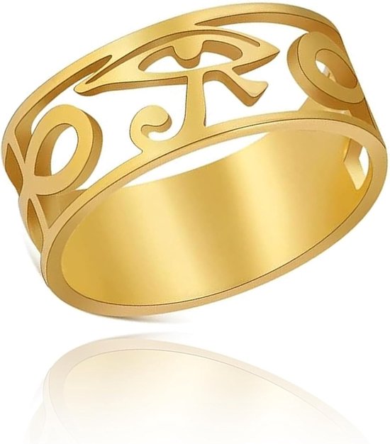 Oog van Horus Ring Egyptische Ankh Cross Angst Spinner Ring Roestvrij Staal Mannen Ring Roterende Fidget Ring Stress Relieving Bruiloft voor Vrouwen Paar Belofte