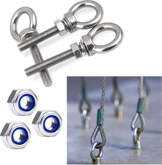 Oogbout RVS metrisch M10 x 30MM - 6 stuks - Voor het bevestigen en ophangen van hekken, luifels en zeilboten . van Merkloos