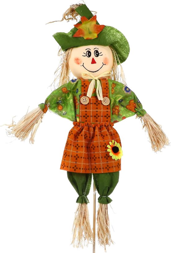Oogst vogelverschrikker, decoratieve staander, vogelafweer, staande stropop, decoratiefiguur, tuinsteker, bloembed, bloembed, decoratie, figuur Halloween, decoratie voor herfst, Thanksgiving thuis en tuin