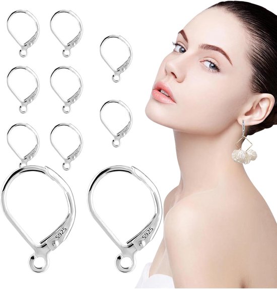 Oorbelhaken,Oorbelhaken Open lus 925 sterling zilveren oorhaakjes Sieraden