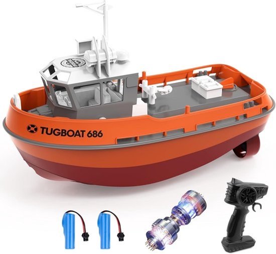 Op afstand bestuurbare boot - RC sleepboot - Waterpret - Dubbele propellers - Schaal 1:72 - Oranje