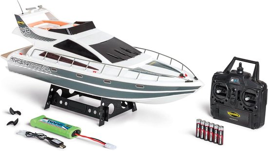 Op afstand bestuurbare boot - Speedboot model - Waterpret beleven - Twee krachtige motoren - 74 cm lengte - Wit