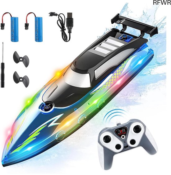 Op afstand bestuurbare boot - Waterscooter speelgoed - Waterpret beleven - Dubbele motor aandrijving - 325 cm lengte - Blauw