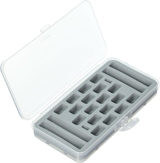 Opbergbox voor occhischipje met spoel/VE3 korte, kunststof, grijs, 21 x 11 x 3,2 cm
