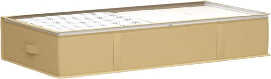 Opbergdoos Met Transparant Bovenraam 2 Stuks Crèmekleurig | Ademende Non-Woven Stof, Dubbele Ritsen, Opvouwbaar, Handige Handgrepen