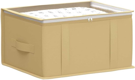 Opbergdoos Met Transparant Bovenraam 2 Stuks Crèmekleurig | Non-Woven Stof, Ademend, Opvouwbaar, Dubbele Ritsen, Handgrepen, Voor Onder Bed