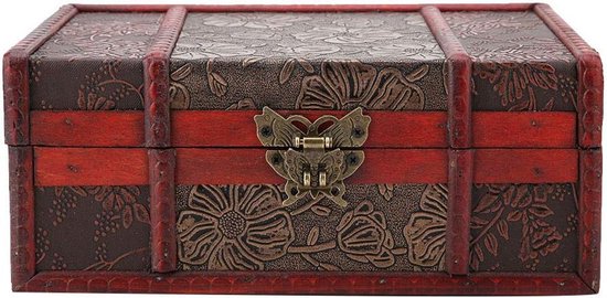 opbergdoos, retro organiserer voor sieraden en boeken, decoratief, kleine schatkist met slot