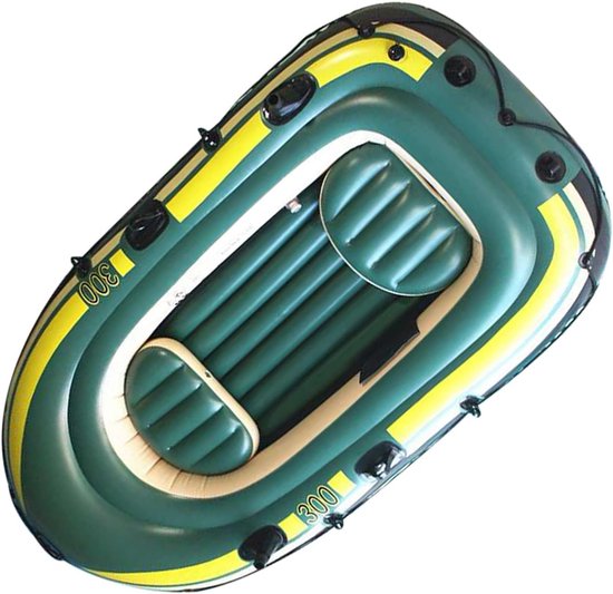 Opblaasbare Roeiboot - Visboot Vlot - Watersport Ontspanning - Drie Persoons Capaciteit - 150 kg Belasting - Groen