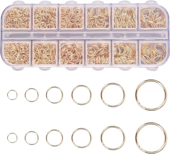 Open Bending Ringen 4 mm tot 10 mm - Gouden Geplateerde Ronde Splitringen voor Sieraden Maken, Kettingen en Armbanden